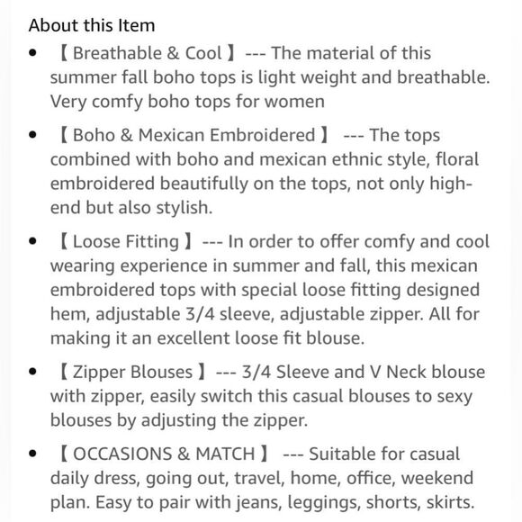 Grosy Loose Fit Floral Embroidered Boho top NWT color black size L V Neck zipper - Picture 4 of 10